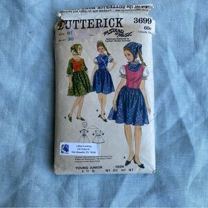 Butterick 3699 Teen 10 bust 30 Sound of Music 60s dirndl vintage sewing pattern